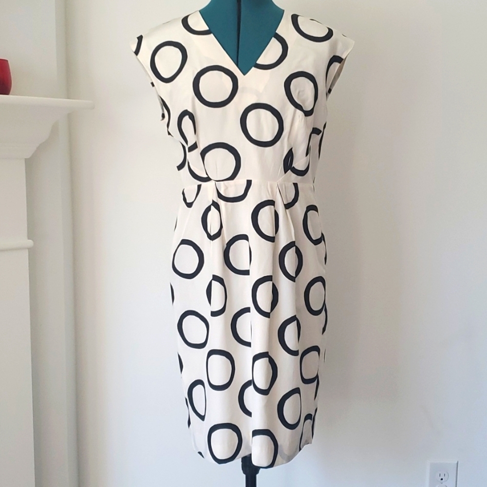 Banana Republic, Sz 10 Beige & White Silk/Cotton Dress